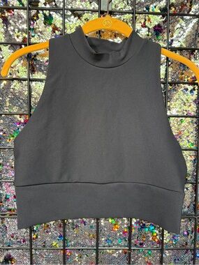 Mock Neck Sleeveless Black Crop Top